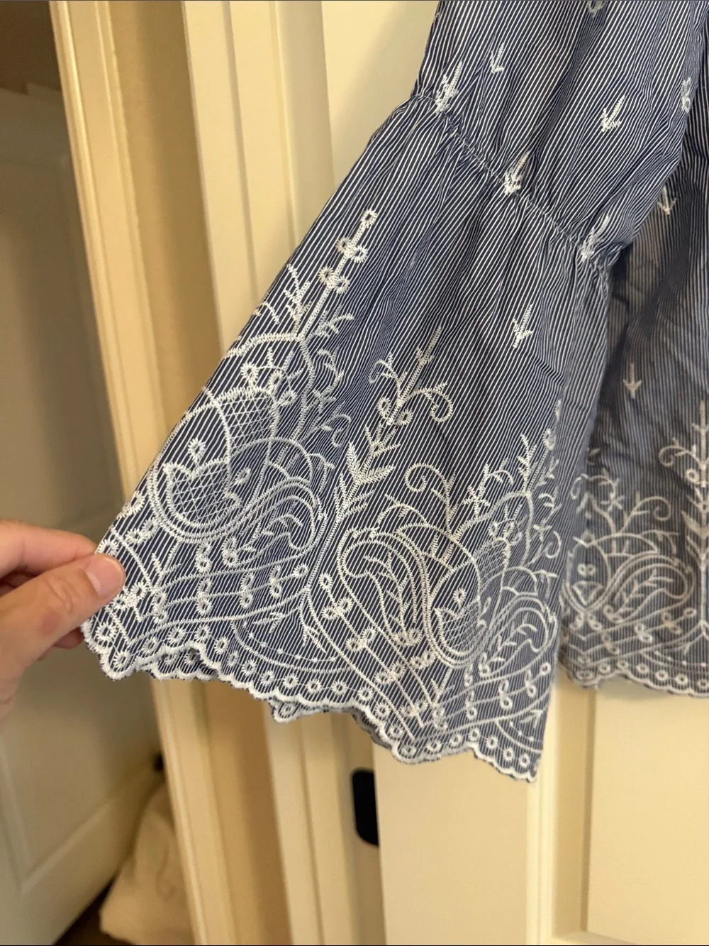 J. Crew Blue Embroidered Peasant Blouse